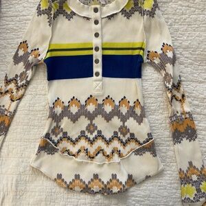 FP Movement by Free People Yellow and Blue Jersey Top
